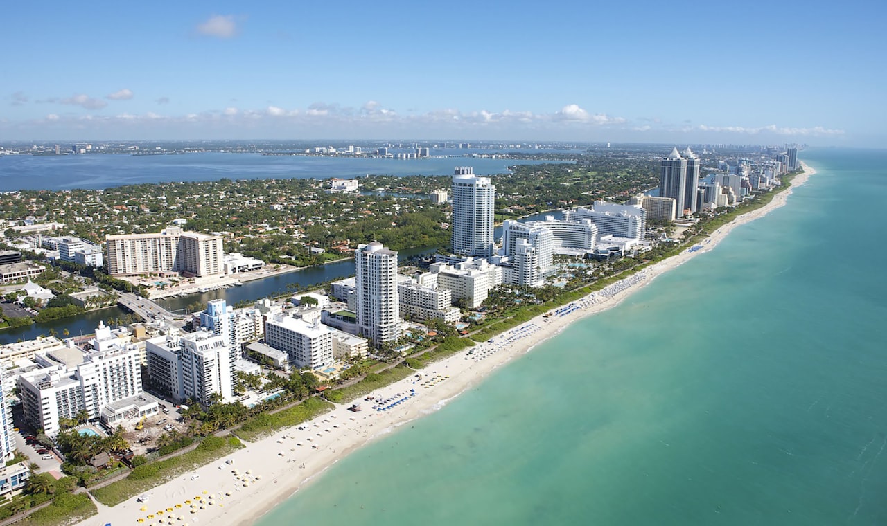 Miami — aerial view of city buildings near body of water during daytime